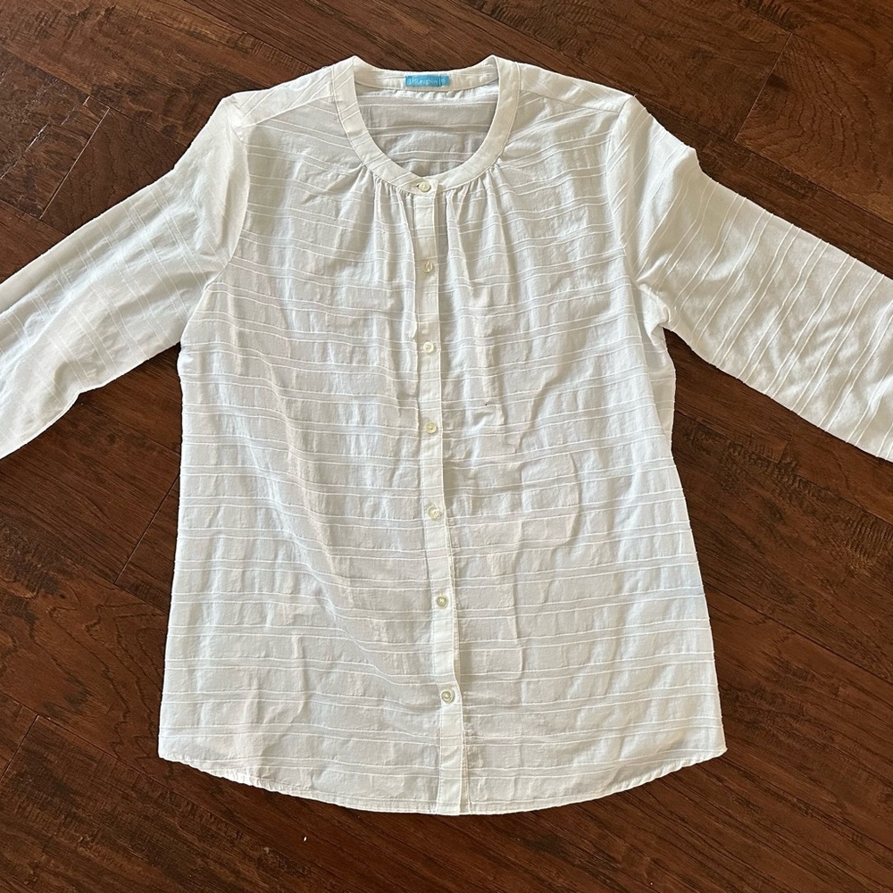 J. McLaughlin White Textured Top